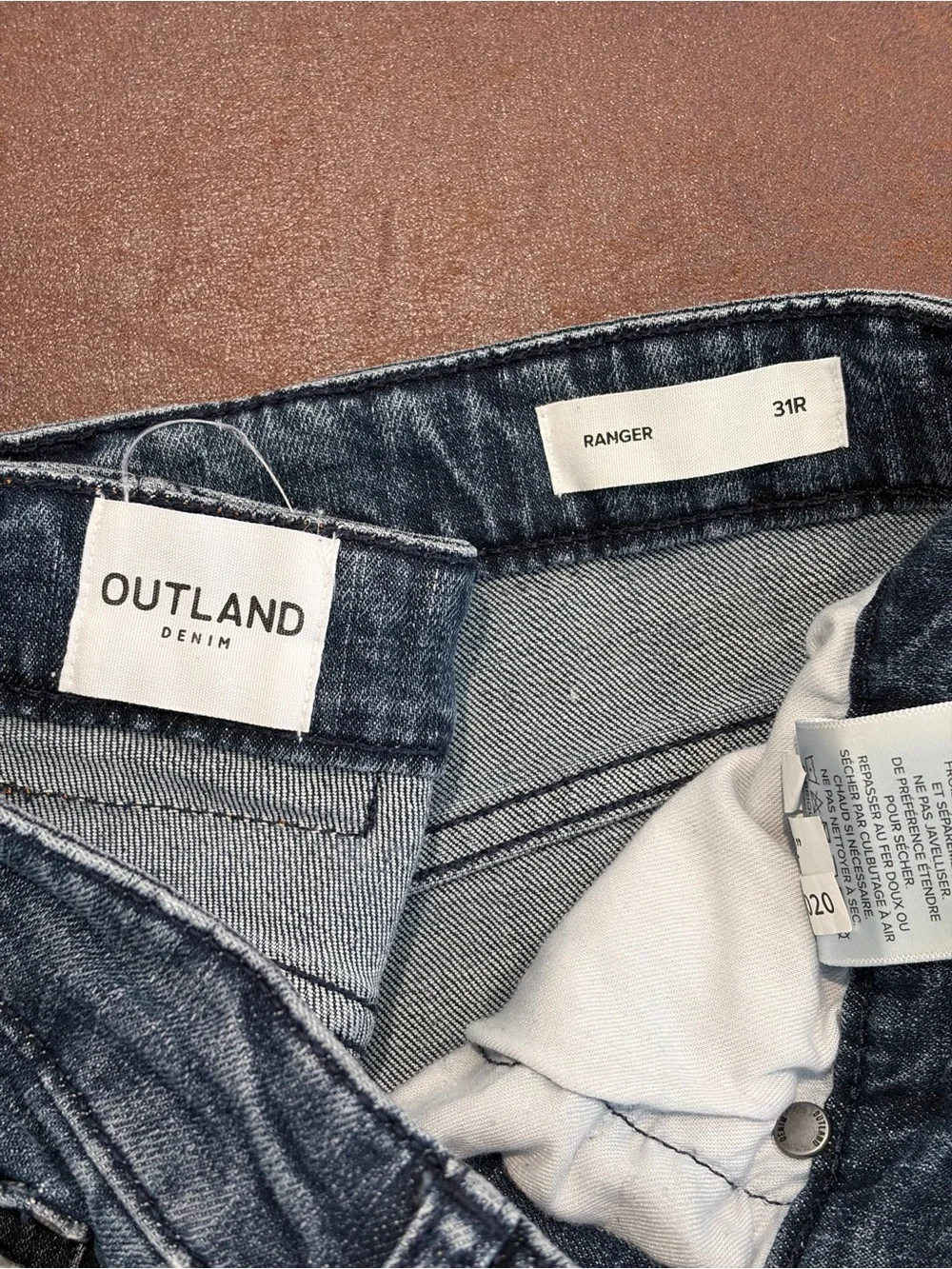 Outland Denim Ranger 31R Slim Straight Jeans Organic Cotton Quiet Luxury Men’s